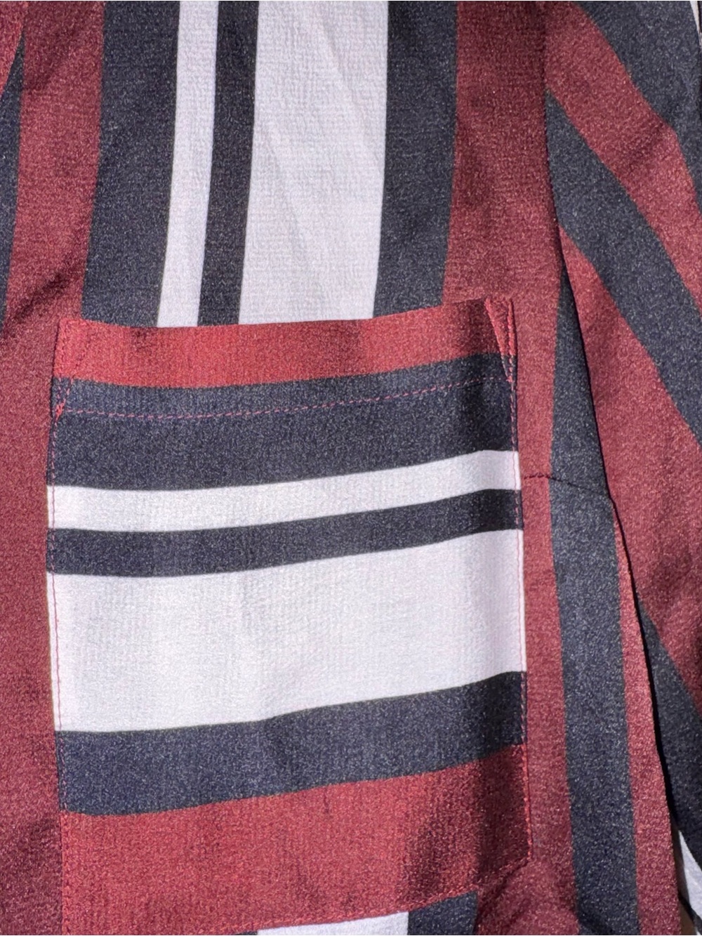Express the portofino slim Striped Button-Down Shirt Burgundy White Black XS - Picture 7 of 14